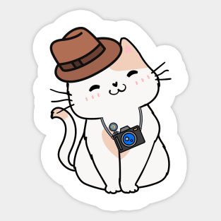 Funny persian cat is holding a camera Sticker